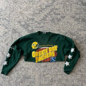 Vintage Upcycled Green Bay Packers cropped sweatshirt- L